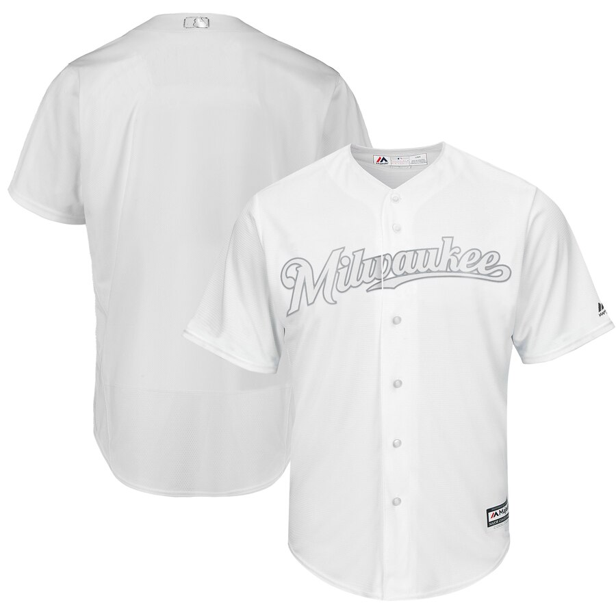 Customized Men Milwaukee Brewers Blank white blank MLB Jerseys